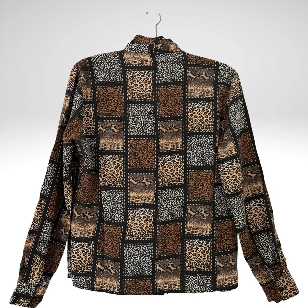 Elegant Patchwork Animal Print Blouse - Picture 2 of 3